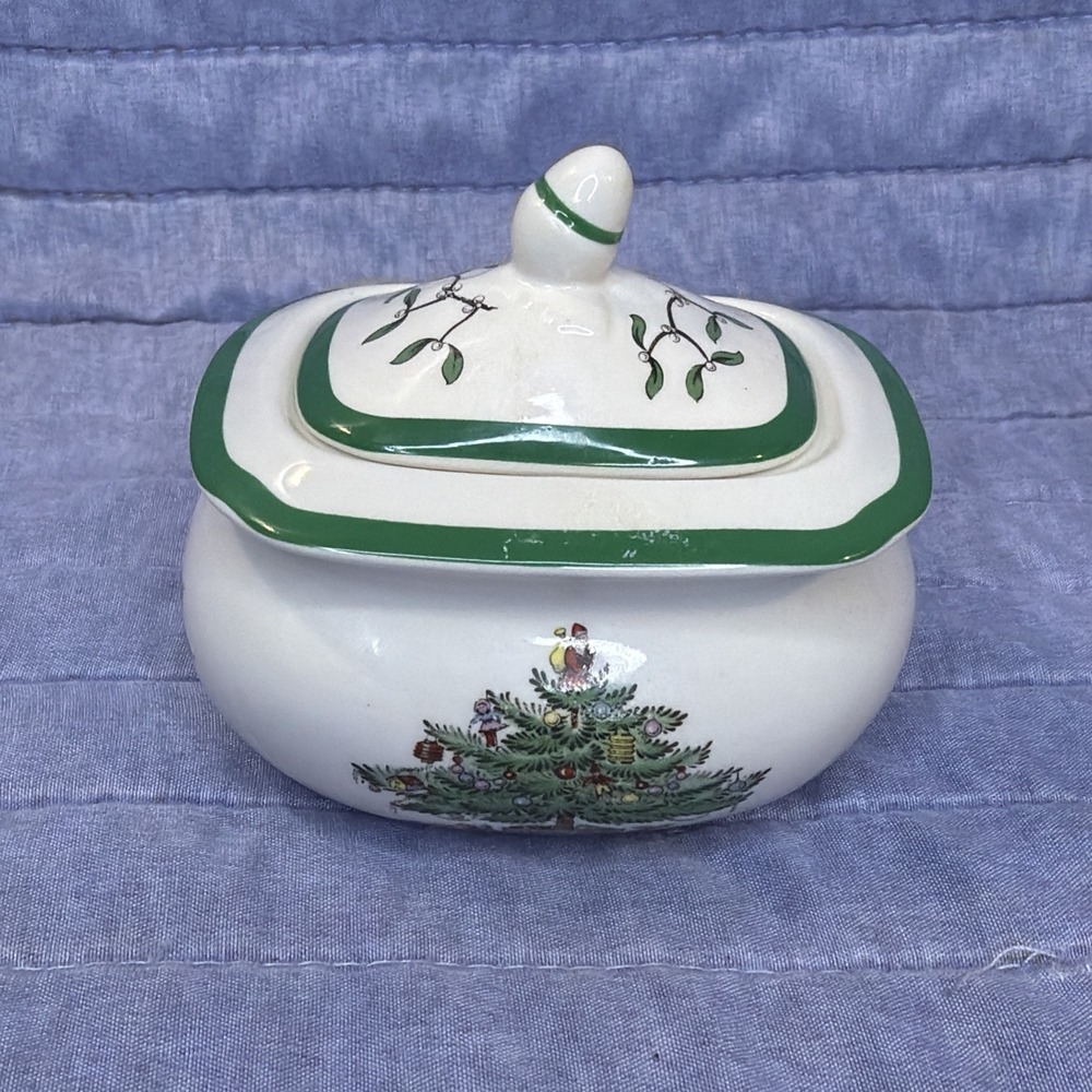 Vintage Spode |Christmas Tree Acorn Lid Sugar Bowl | S3324-A0 | Made in England